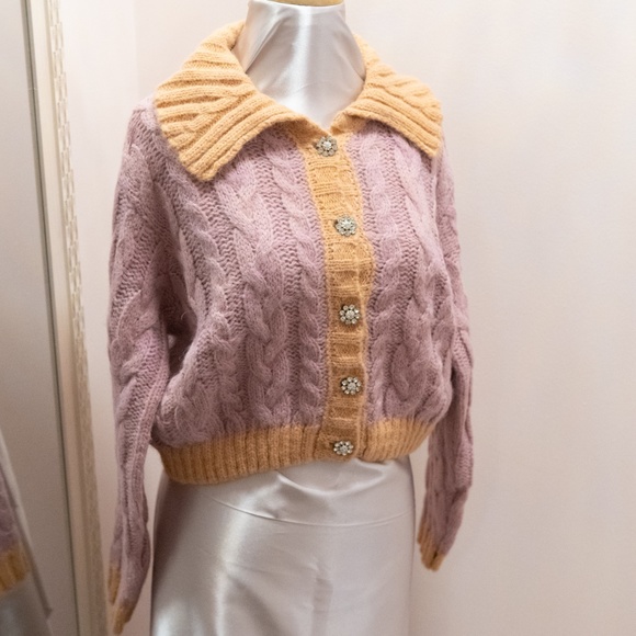 Lush Sweaters - Lush Vintage Style Cardigan Sweater with Rhinestone Buttons NWT - Size M